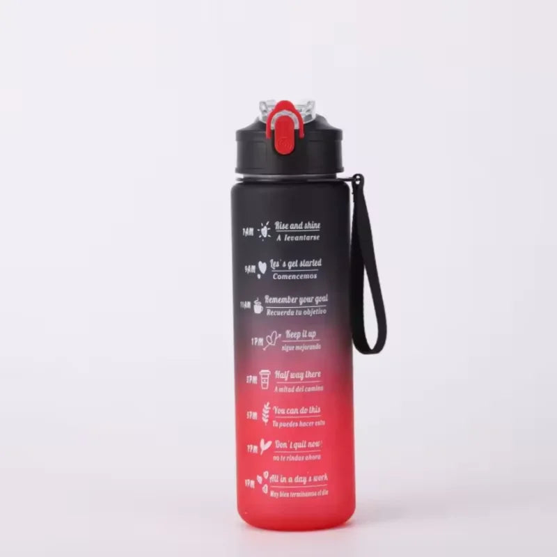 Large Capacity Sports Water Bottle Leak Proof Plastic Drinking Cup With Time Scale Suitable For Travel Fitness Sports