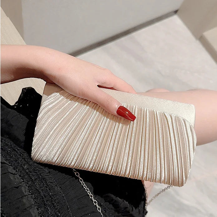 Jo Modern Chic Fold-Over Evening Bag with Crossbody Chain