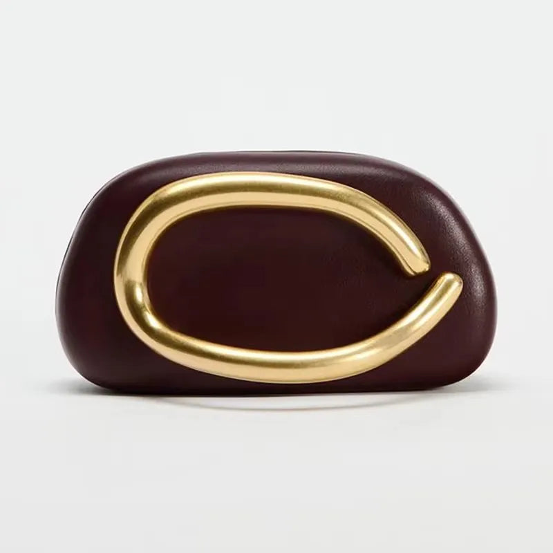 Jo Gold Metal Closure Box Clutch Bag Women