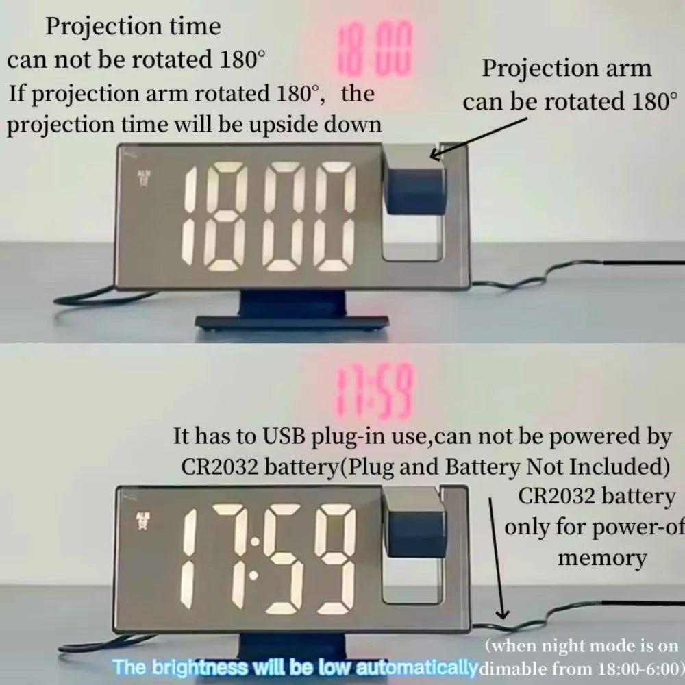 The Modern 180° Time & Temp Projector