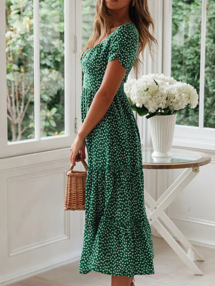 Jo Sweet Summer Puff Sleeve Long Dress