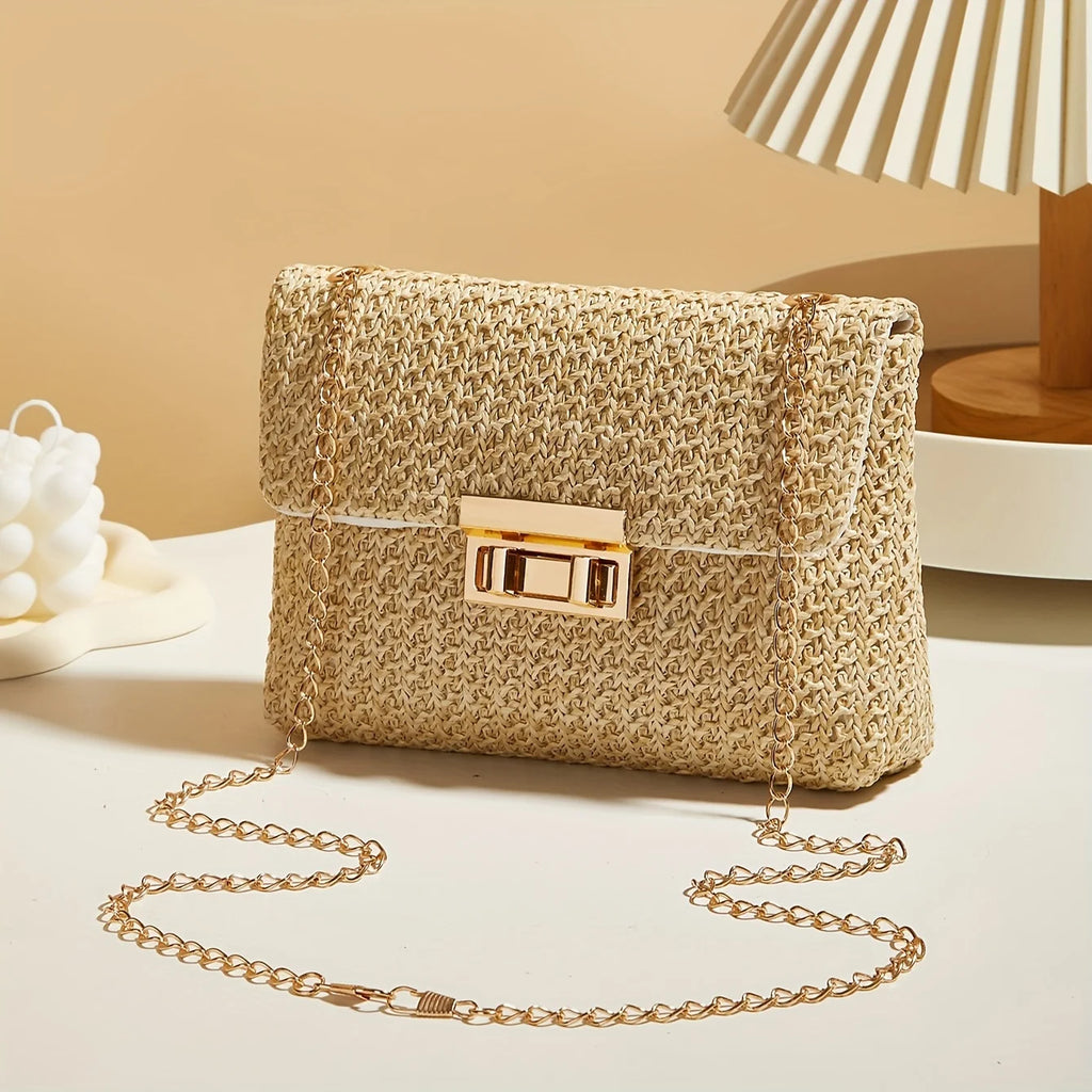 The Classic Lock-Clasp Straw Bag