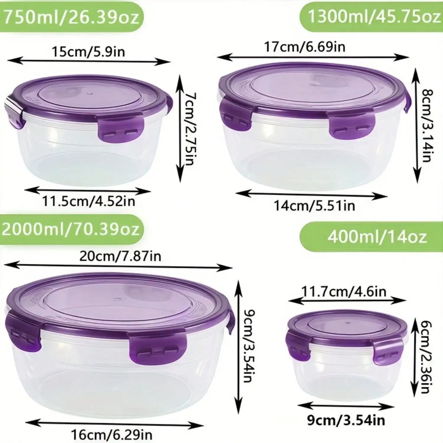 8pcs/set (4 Containers+4 Sealed Lids)
