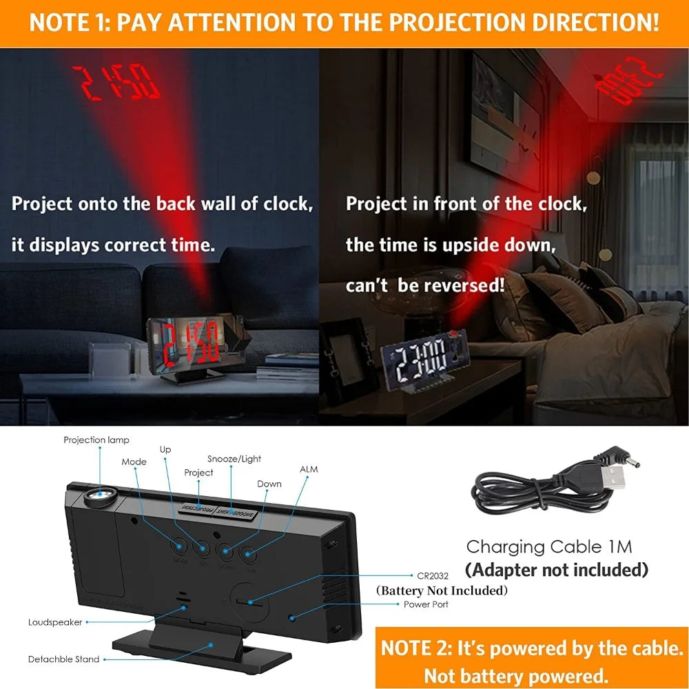 The Modern 180° Time & Temp Projector