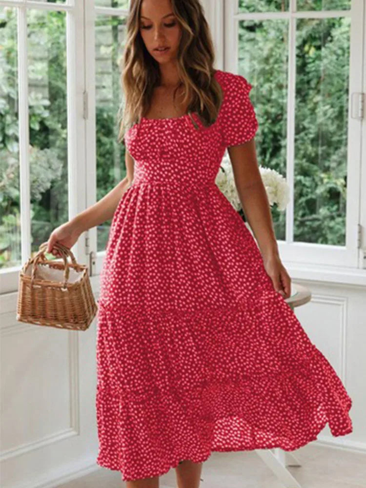 Jo Sweet Summer Puff Sleeve Long Dress