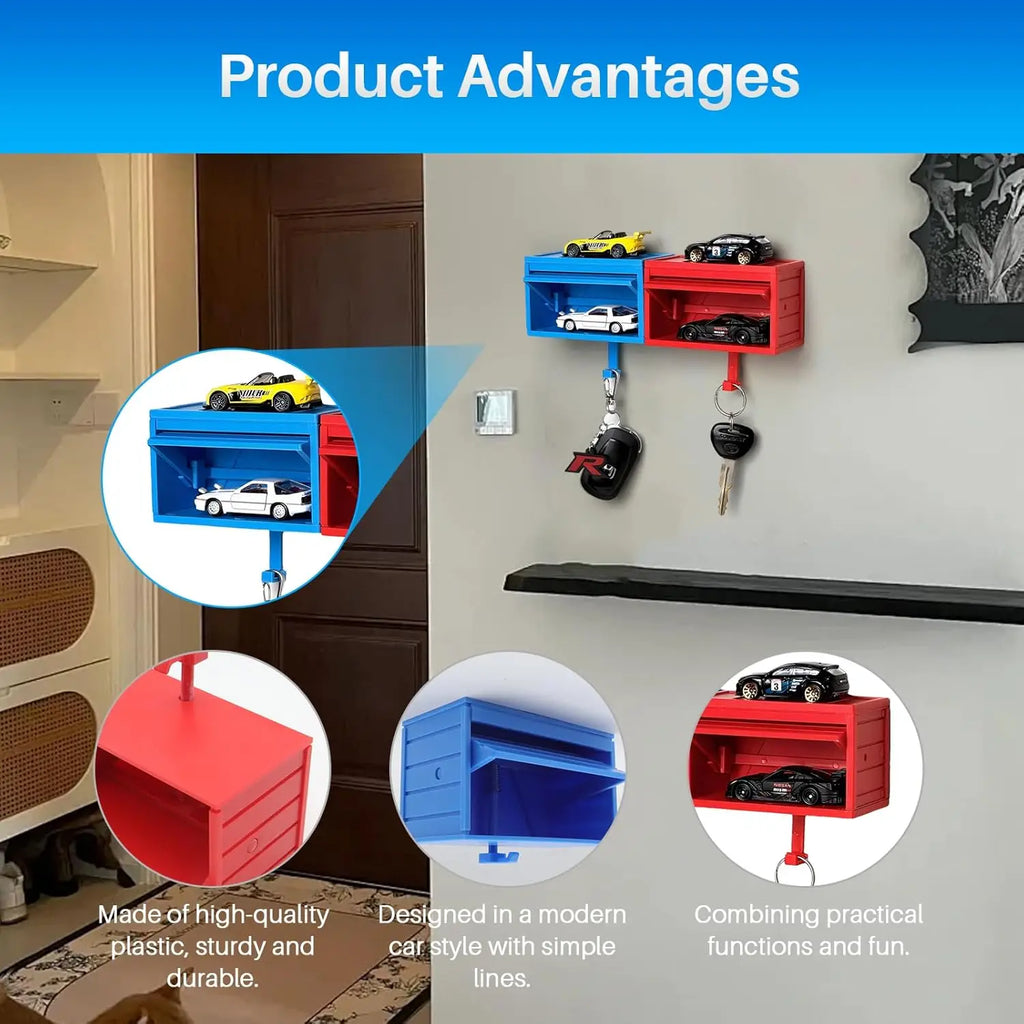 Car Garage Key Holder with Opening Door, 3D Key Organizer Wall Mount,  Easy Installation Key Organizer,suitable for entrance