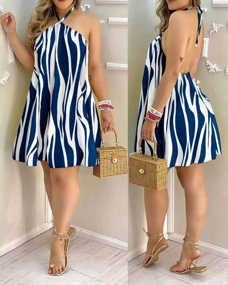 Jo Sunset Breeze Tropical Halter Dress
