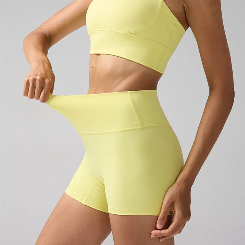 Solid Color Women Fitness Sport Yoga Short  Running Cycling Women's Leggings Quick Dry Breathable High-Waisted Yoga Shorts