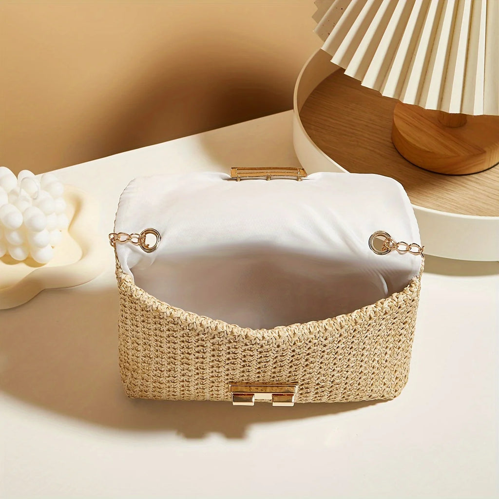 The Classic Lock-Clasp Straw Bag