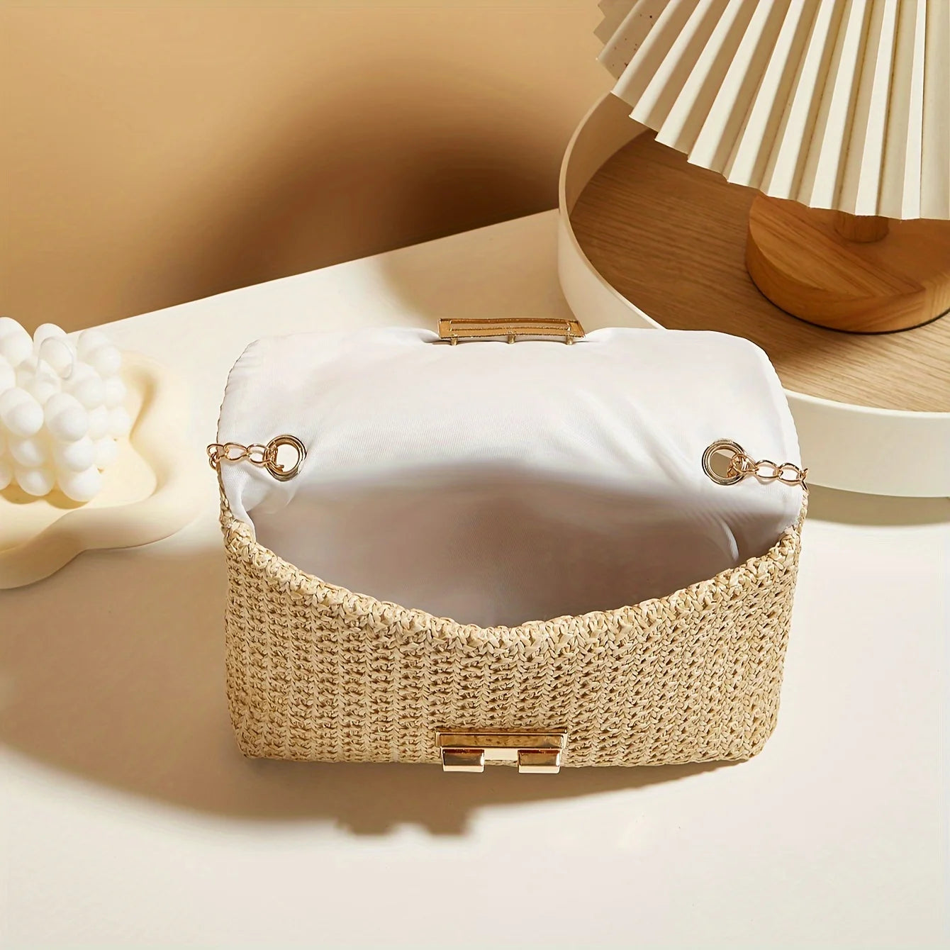 The Classic Lock-Clasp Straw Bag
