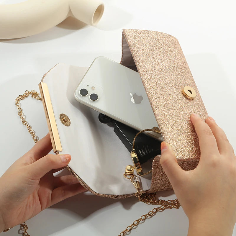 Elegant Pleated Chain Evening Clutch
