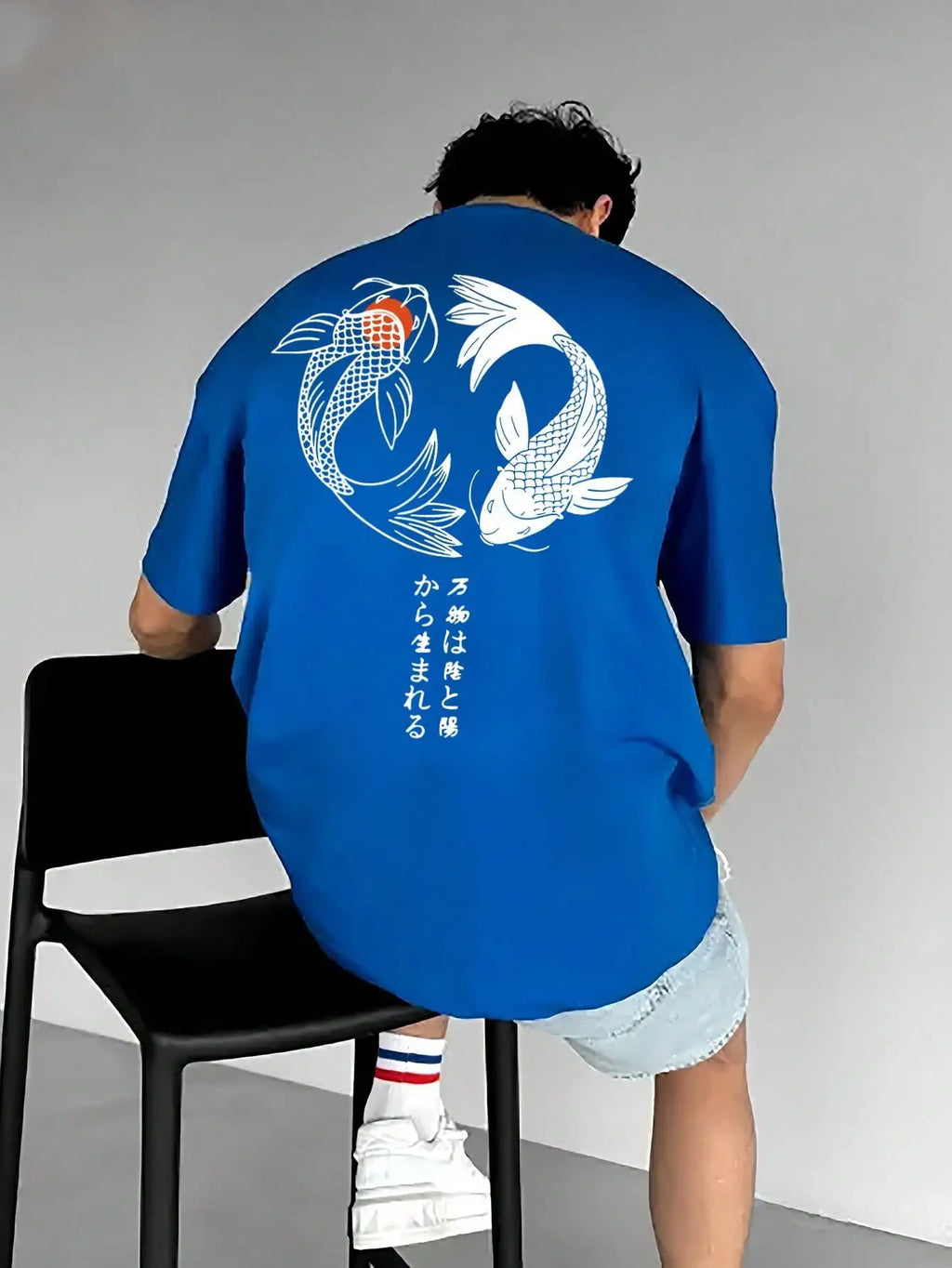 Jo Japanese Koi Harajuku Illustration Pattern T-Shirt Men