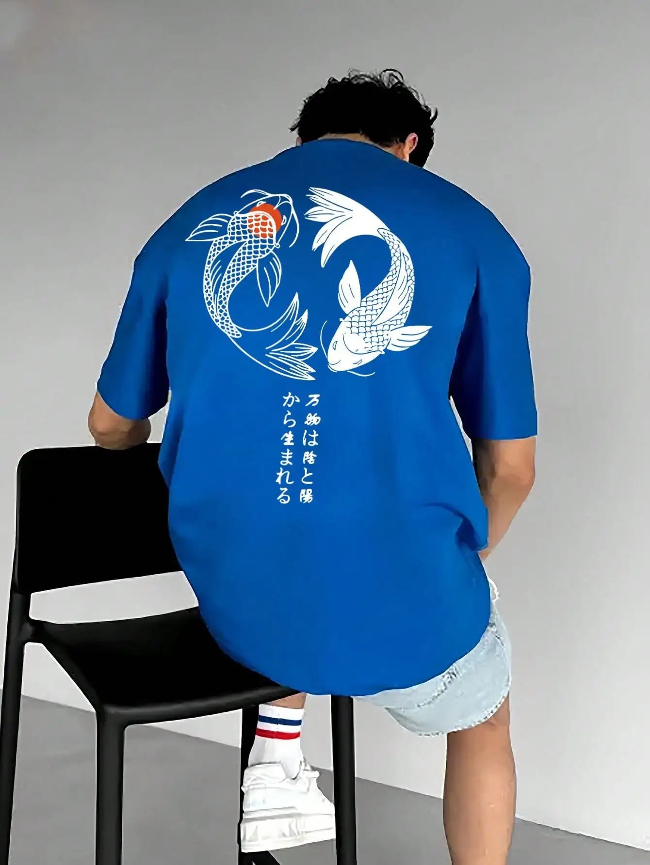 Jo Japanese Koi Harajuku Illustration Pattern T-Shirt Men