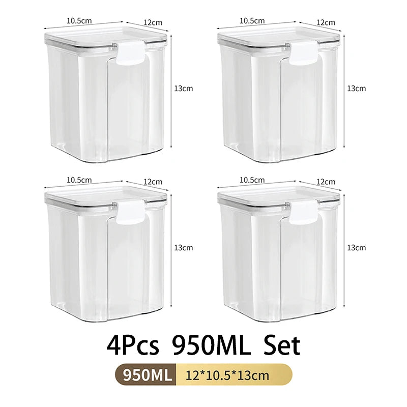 1-5PCS Sealed Jars Large Capacity Waterproof Transparent Scene Kitchen Candy Dried Grain Storage With Lid Fridge Storage Tank