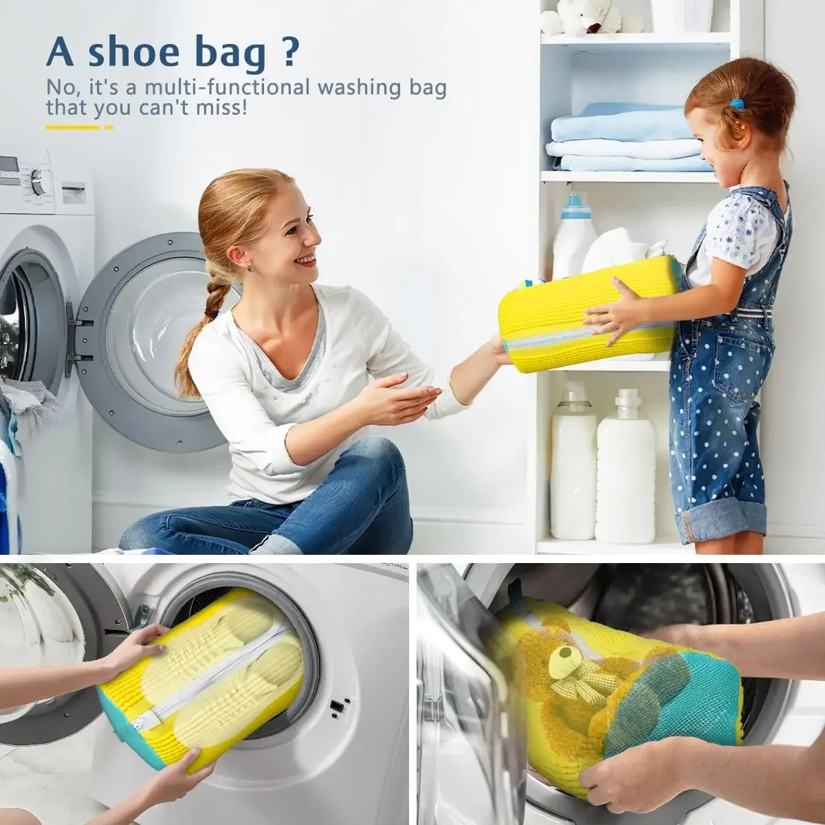 Jo Durable 360° Mesh Shoe Laundry Bag for Sneakers gray color