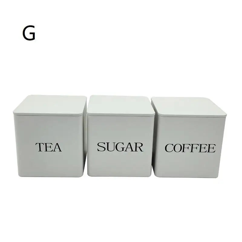 3Pcs 1L Coffee Bean Storage Canisters Tea Sugar Vacuum Sealed Jars Iron Canisters Heat Kitchen Cream Can Airtight Lid