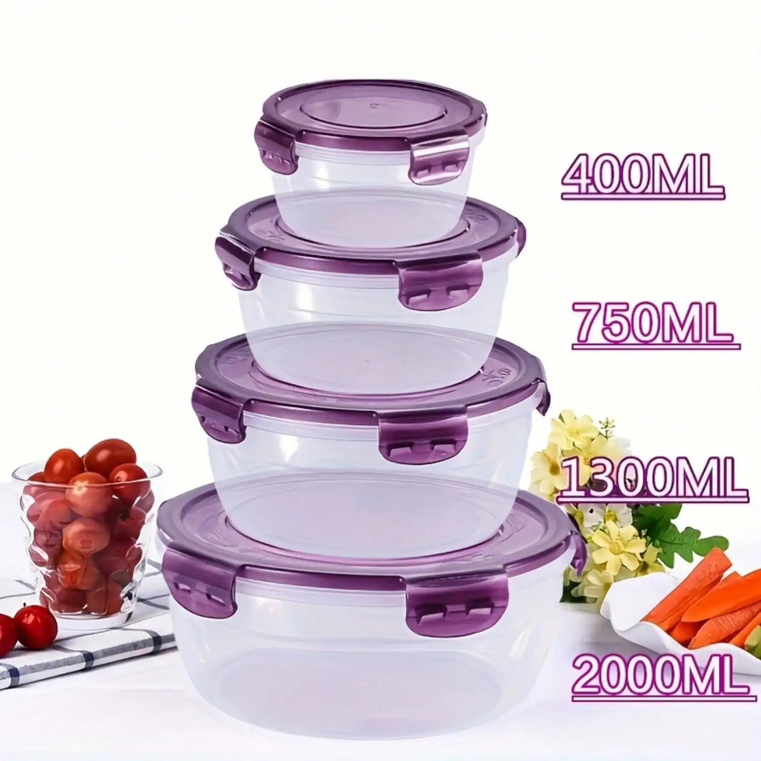 8pcs/set (4 Containers+4 Sealed Lids)
