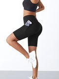 High-Waist Solid Color Yoga Shorts Abdomen Lifting Casual Sports Shorts with Double Layer Side Pockets Fashionable Streetwear