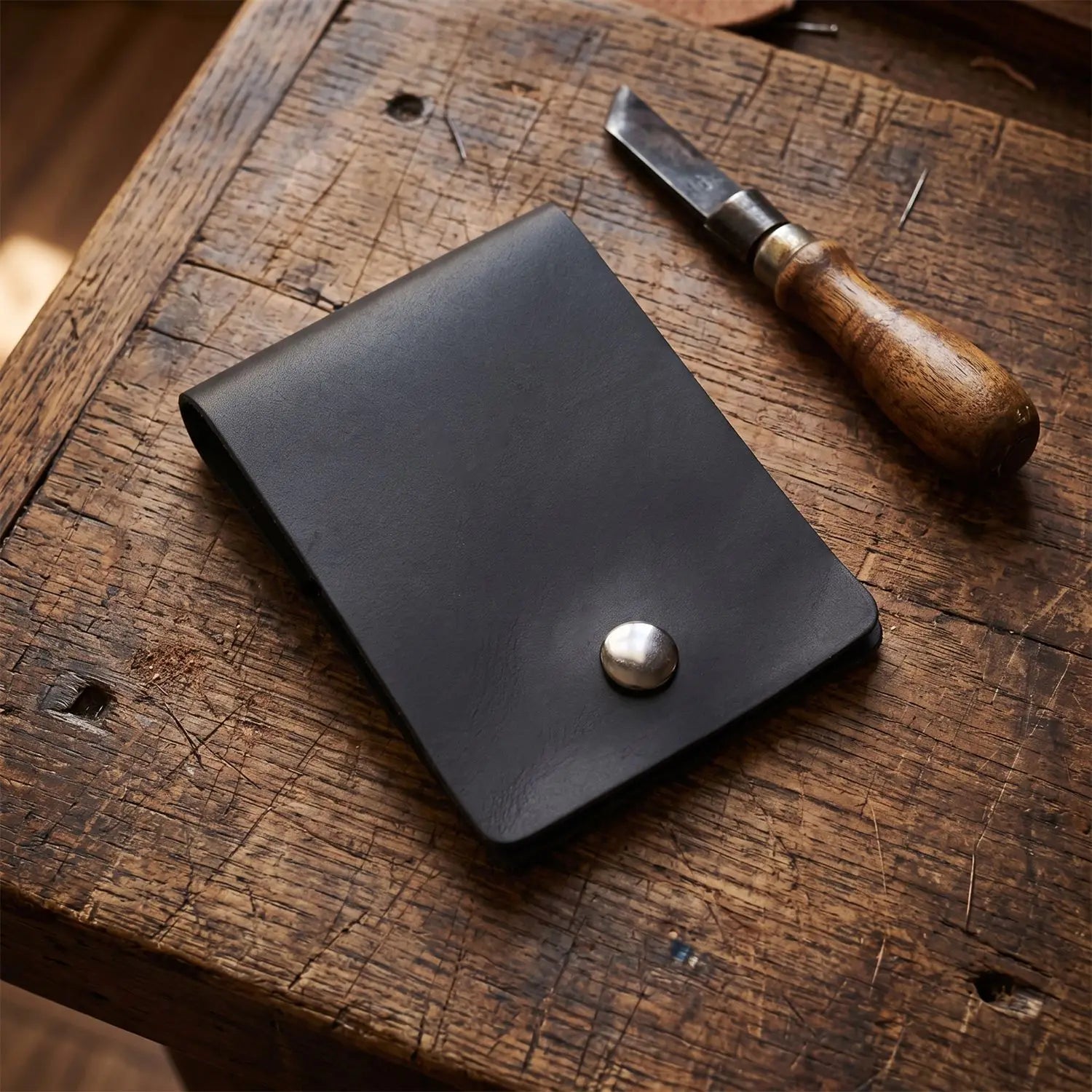 Handmade Vintage Short Wallet Ultra-Thin Portable Leather Multi-Function Card Holder Simple Design Top Layer Cowhide Wallet