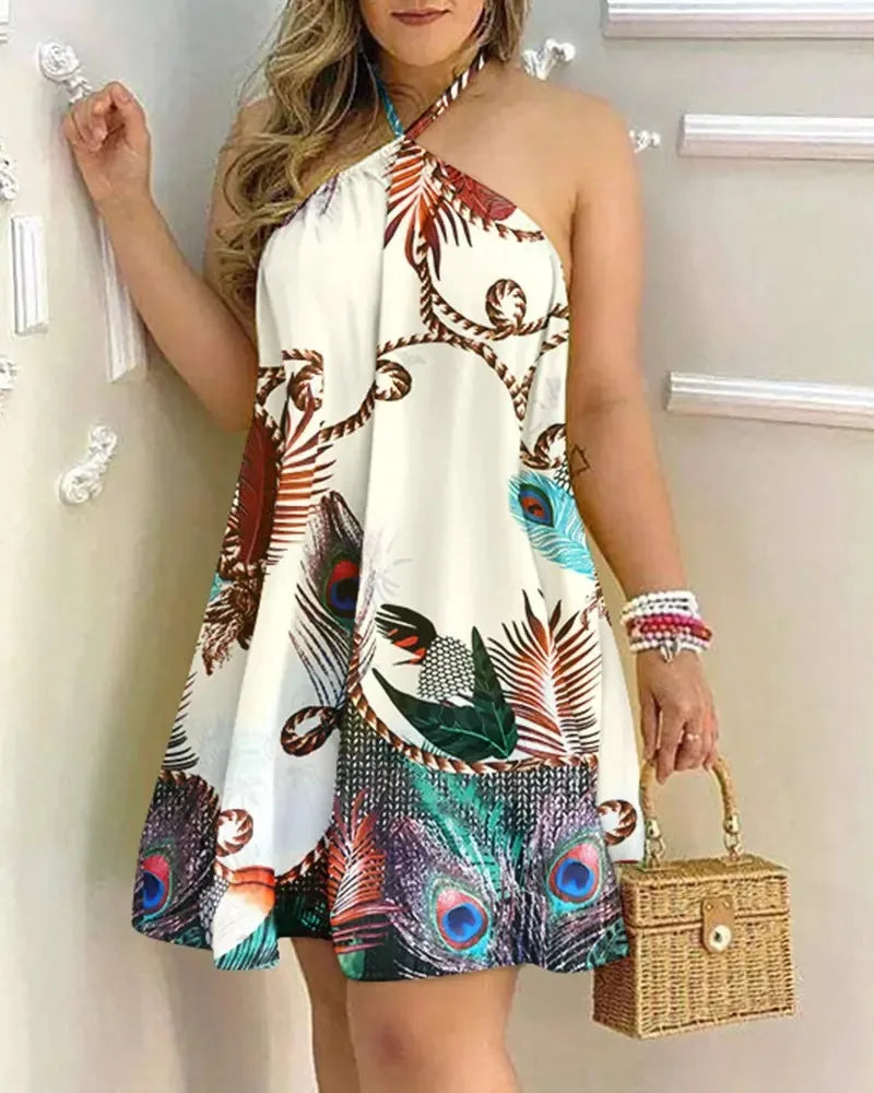 Jo Sunset Breeze Tropical Halter Dress