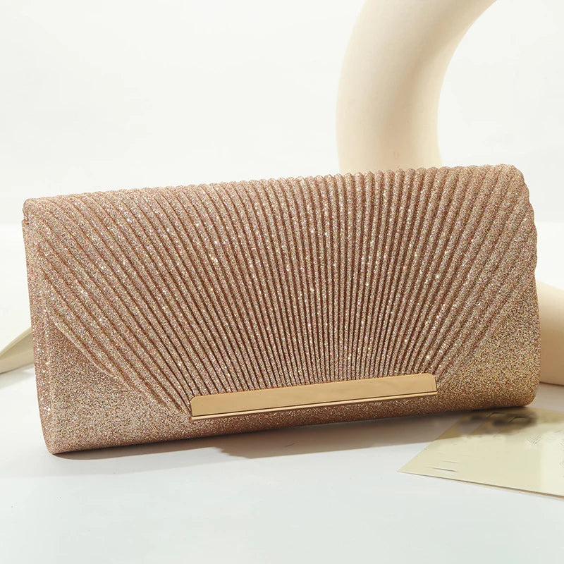 Elegant Pleated Chain Evening Clutch
