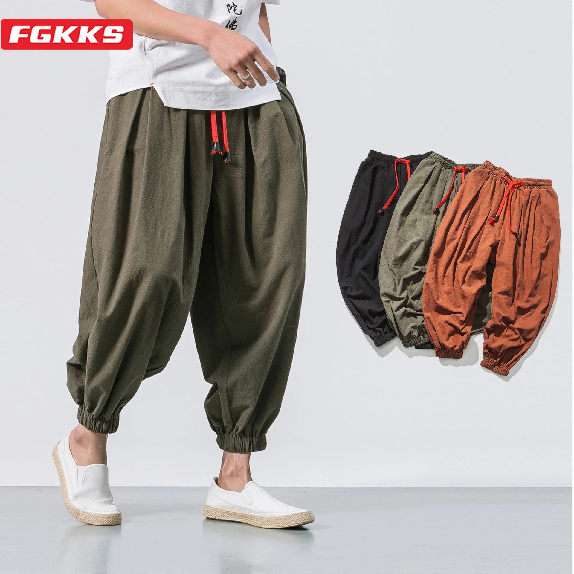 Jo Casual Loose-Fit Linen Harem Pants