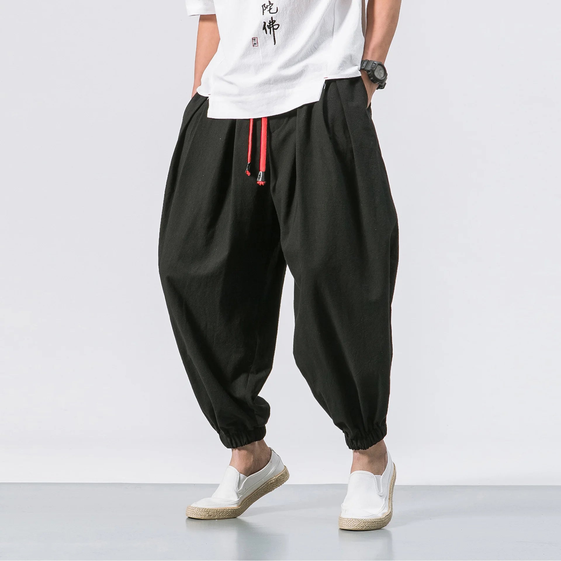 Jo Casual Loose-Fit Linen Harem Pants