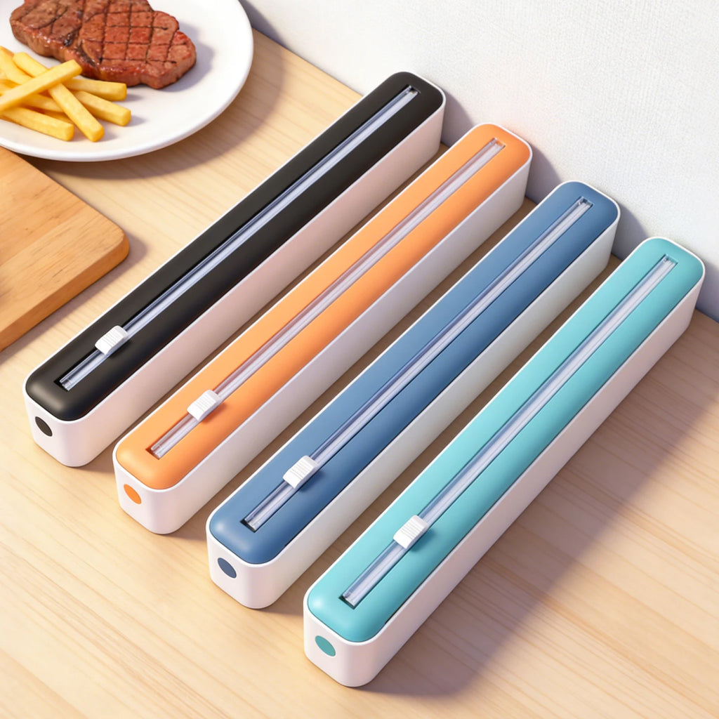 Plastic Wrap Cutter, Available in Four Colors with Accessories, Wall-Mountable, Suitable for Kitchens and Dining Rooms.