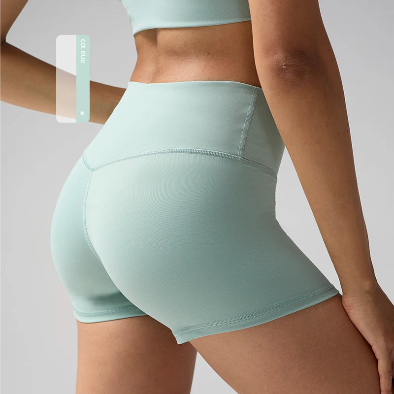 Solid Color Women Fitness Sport Yoga Short  Running Cycling Women's Leggings Quick Dry Breathable High-Waisted Yoga Shorts
