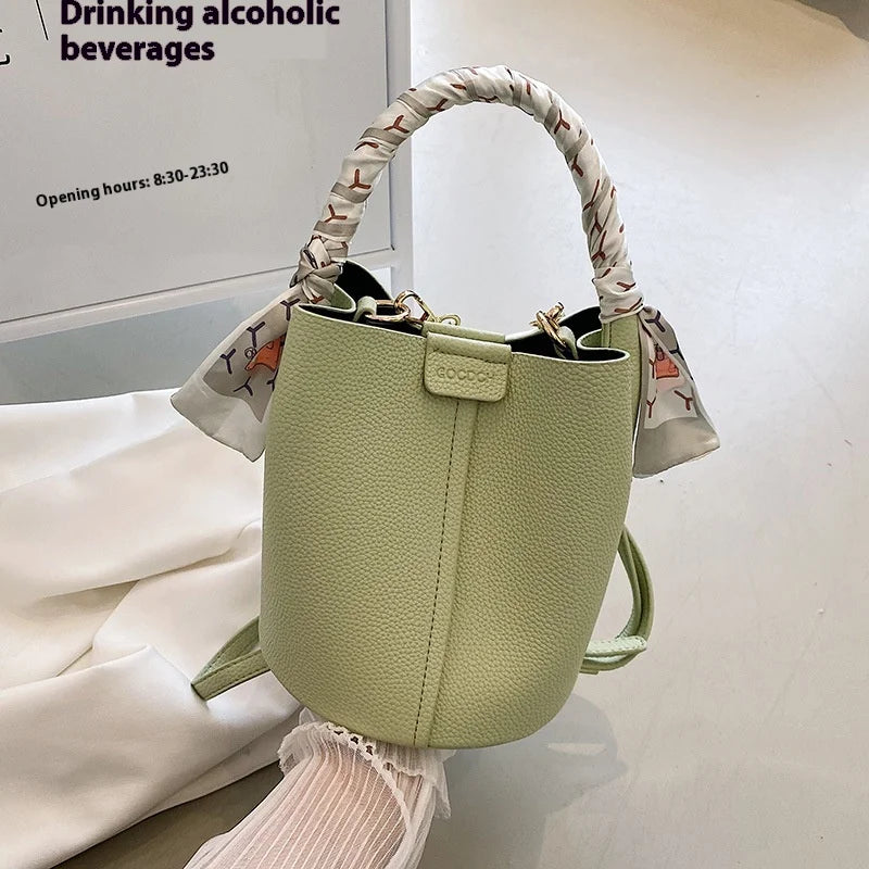 Jo Versatile Designer-Style Bucket Bag with Scarf Detail
