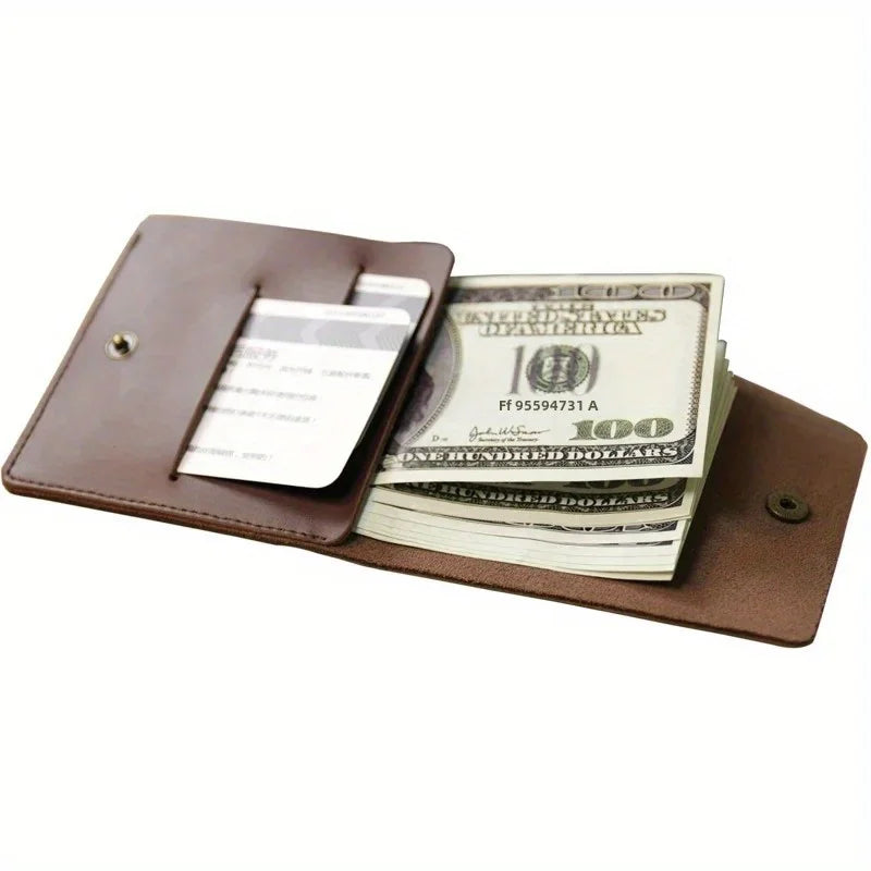 1 PC Retro Minimalist Bifold Leather Card Wallet for Men and Women Wrap Credit Card Holder Porte Carte Wallet