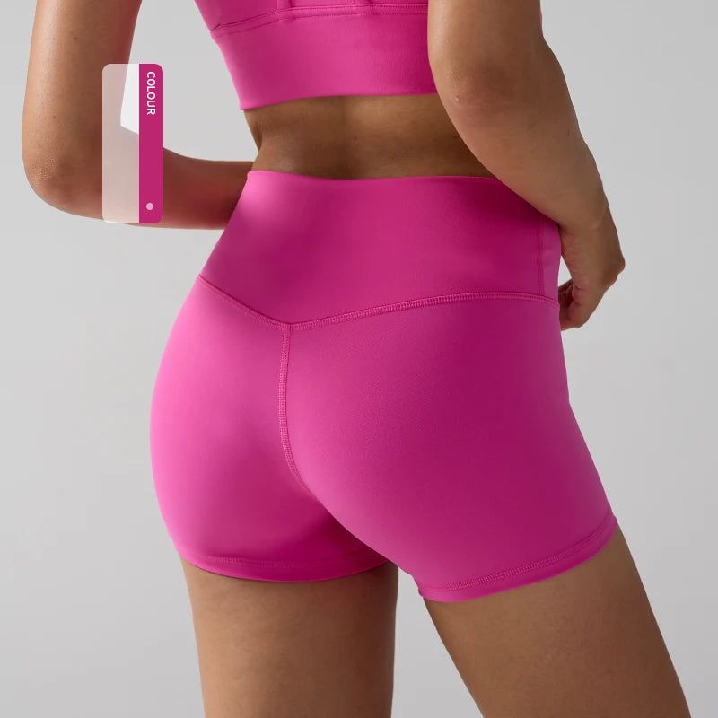 Solid Color Women Fitness Sport Yoga Short  Running Cycling Women's Leggings Quick Dry Breathable High-Waisted Yoga Shorts