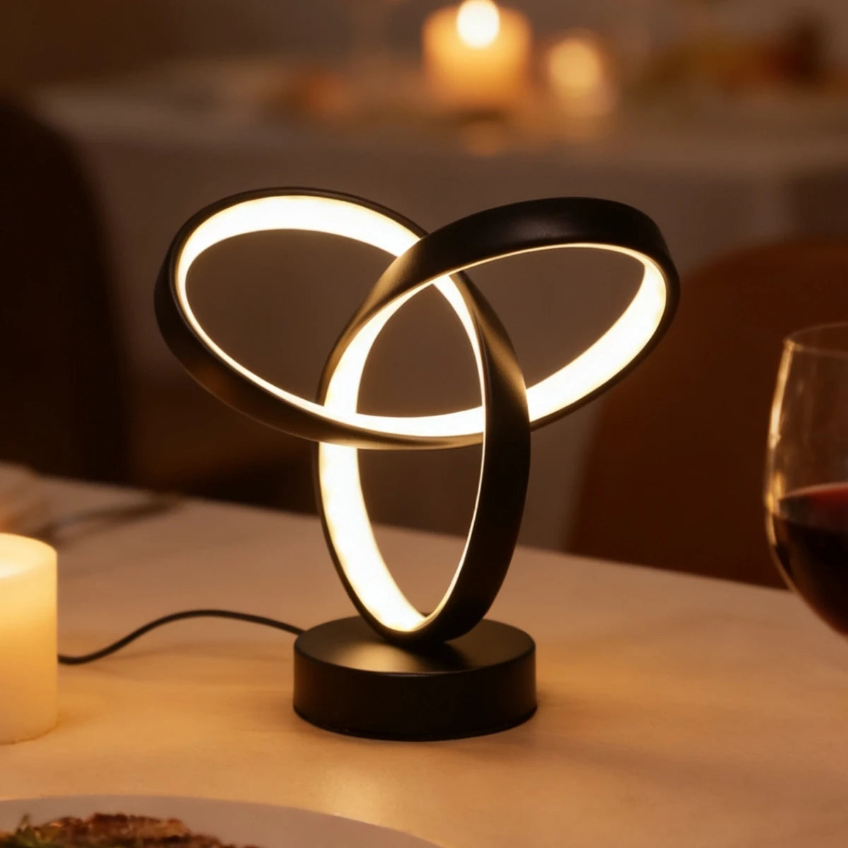 USB Creative Modern Art Desk Lamp Tri Color Lighting Suitable for Bedroom, Living Room, Office, Bedside and Other Scenes