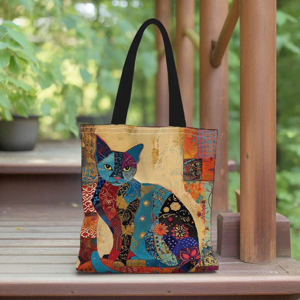 Casual Cat Print Lightweight Tote