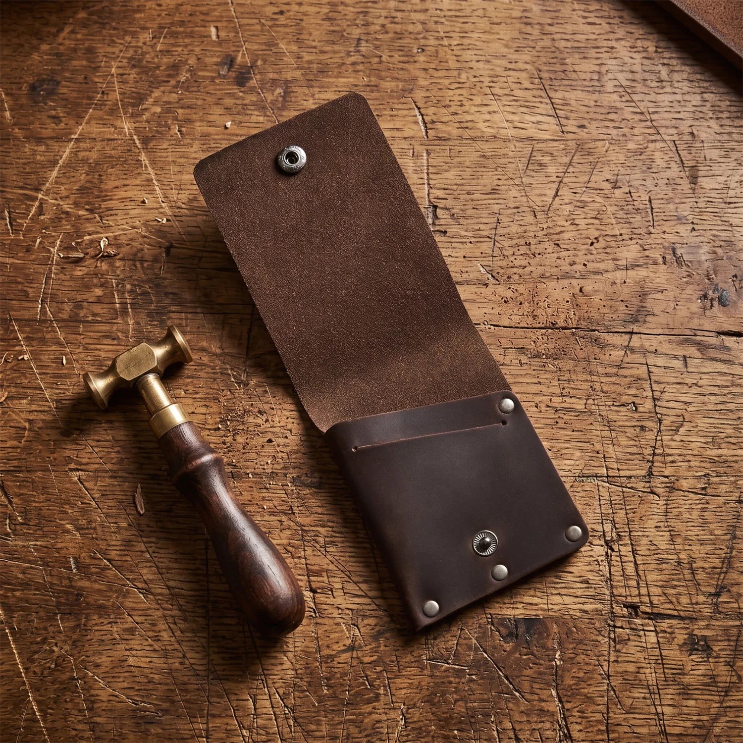 Handmade Vintage Short Wallet Ultra-Thin Portable Leather Multi-Function Card Holder Simple Design Top Layer Cowhide Wallet