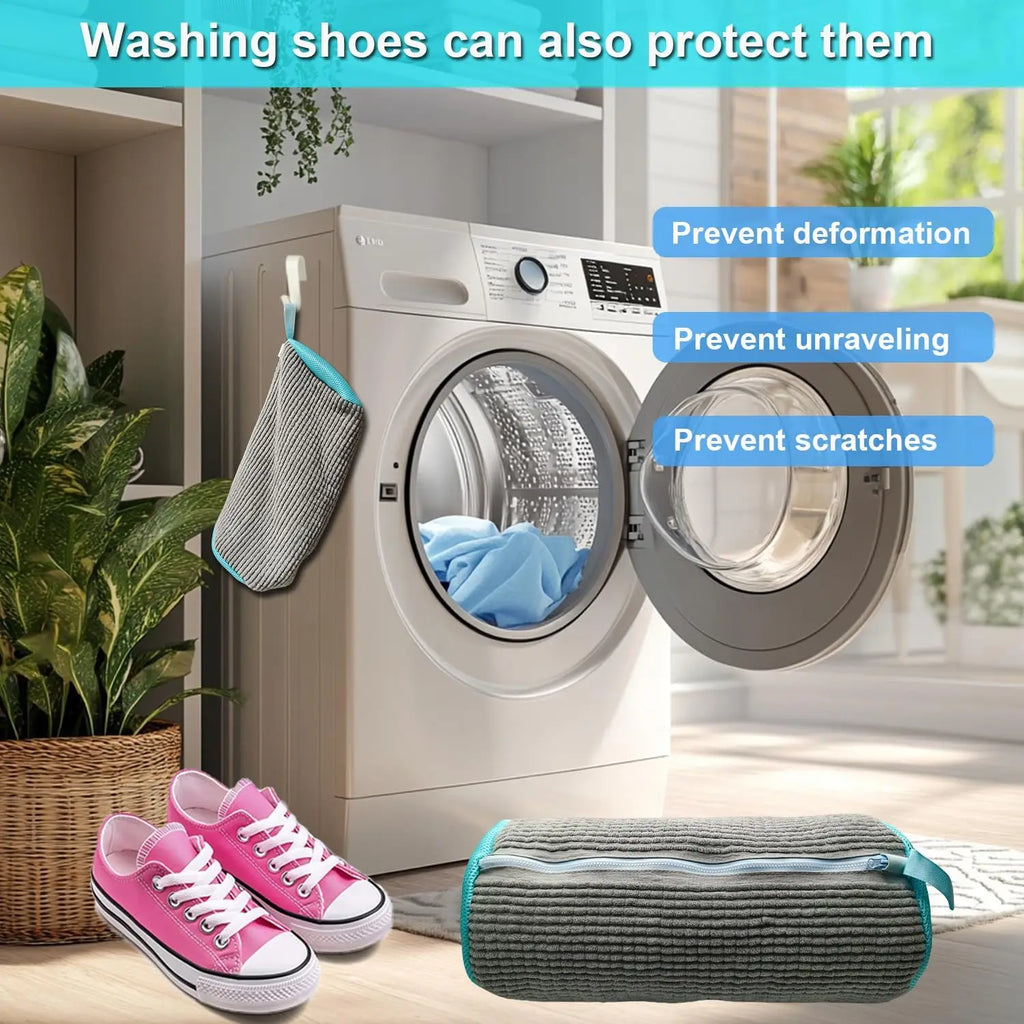 Jo Durable 360° Mesh Shoe Laundry Bag for Sneakers gray color