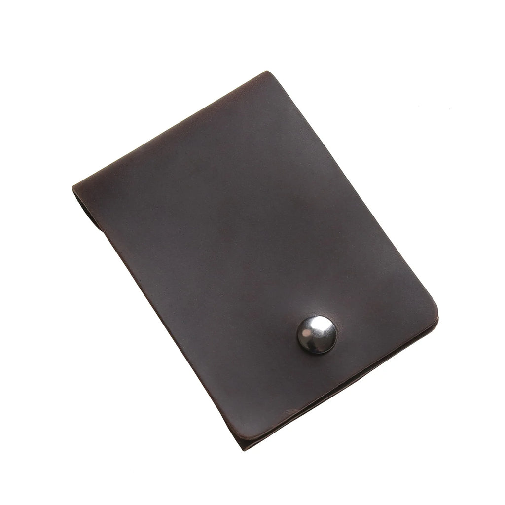Handmade Vintage Short Wallet Ultra-Thin Portable Leather Multi-Function Card Holder Simple Design Top Layer Cowhide Wallet