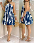 Jo Tropical Print Halter Neck Dress