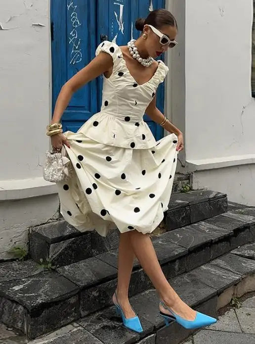 Jo Midnight Polka Dot A-Line Party Dress
