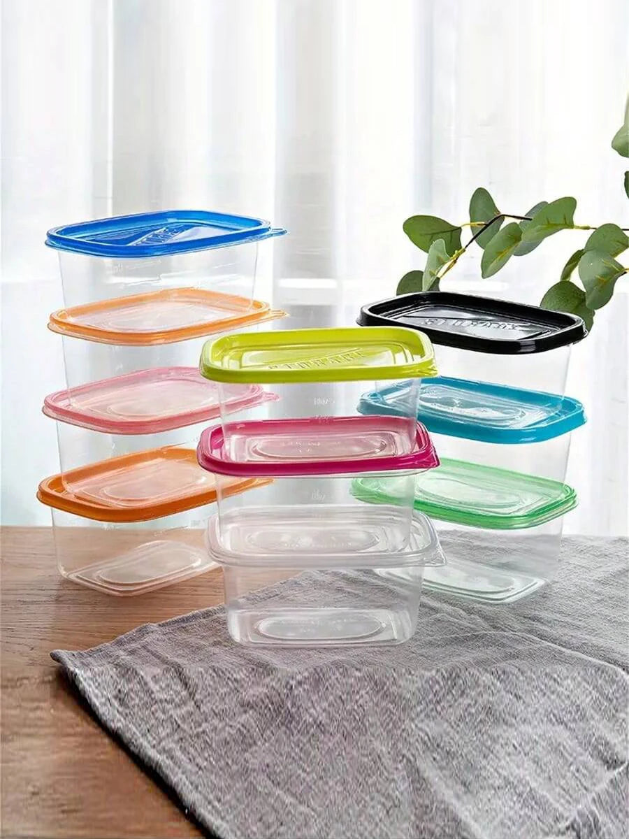Stackable & Reusable Transparent Rectangular Food Storage Containers with Lids - Microwave, Refrigerator, and Freezer Safe
