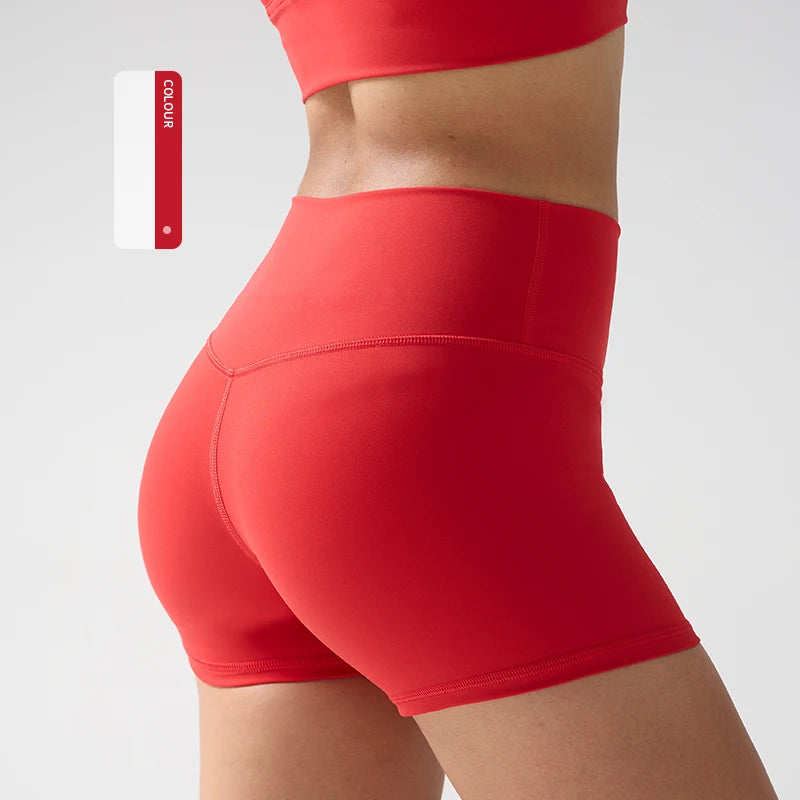 Solid Color Women Fitness Sport Yoga Short  Running Cycling Women's Leggings Quick Dry Breathable High-Waisted Yoga Shorts