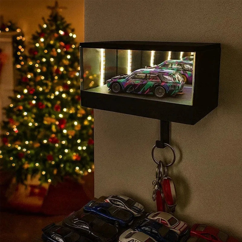 Car Key Hanger With LED Light Door Car Garage Key Holder for Key Organizer Apartment Home Office Entryway (Car Not Included)