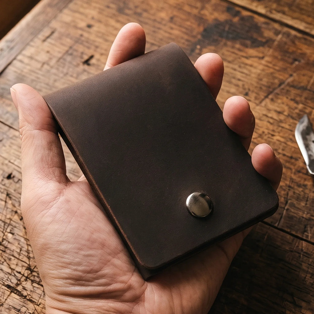 Handmade Vintage Short Wallet Ultra-Thin Portable Leather Multi-Function Card Holder Simple Design Top Layer Cowhide Wallet