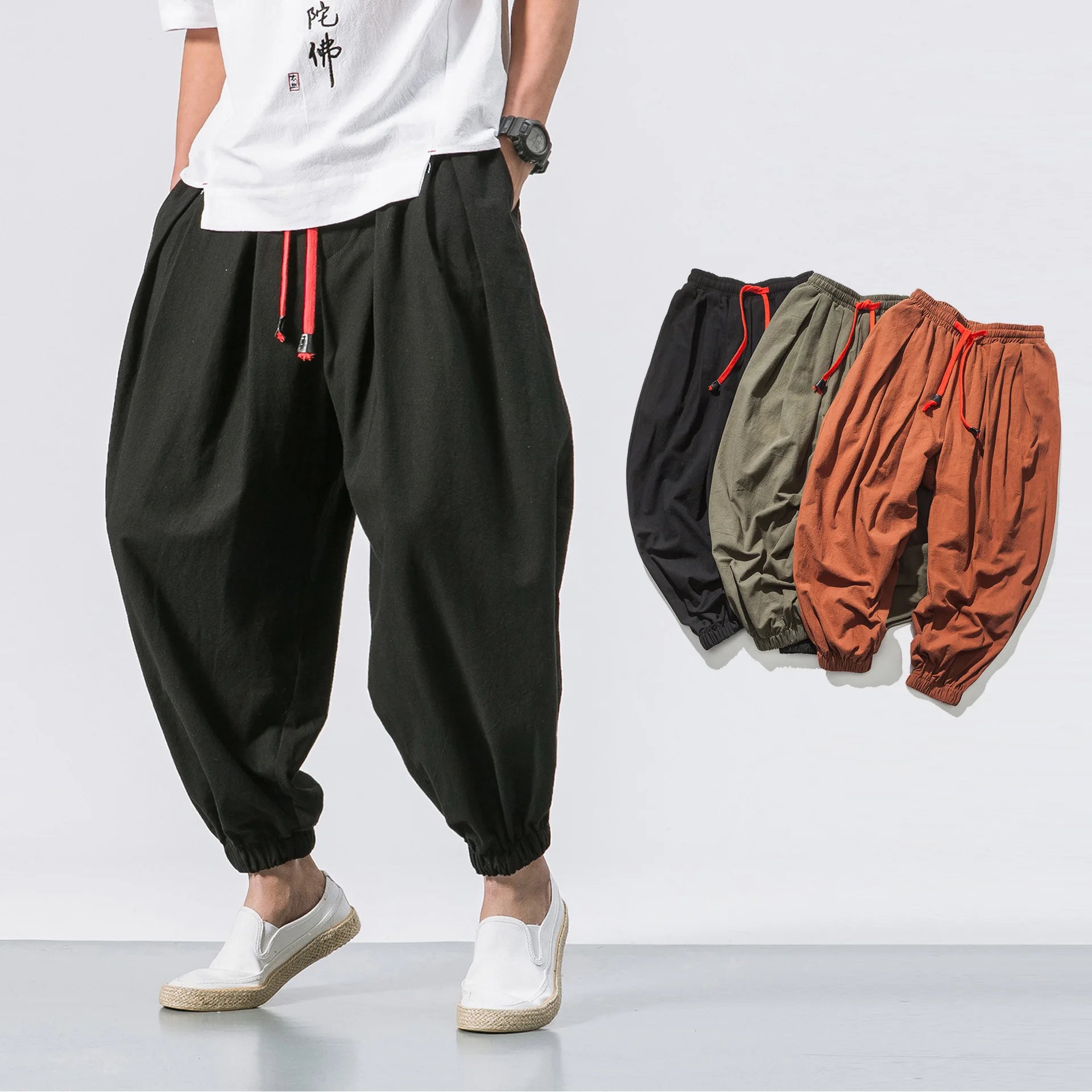 Jo Casual Loose-Fit Linen Harem Pants