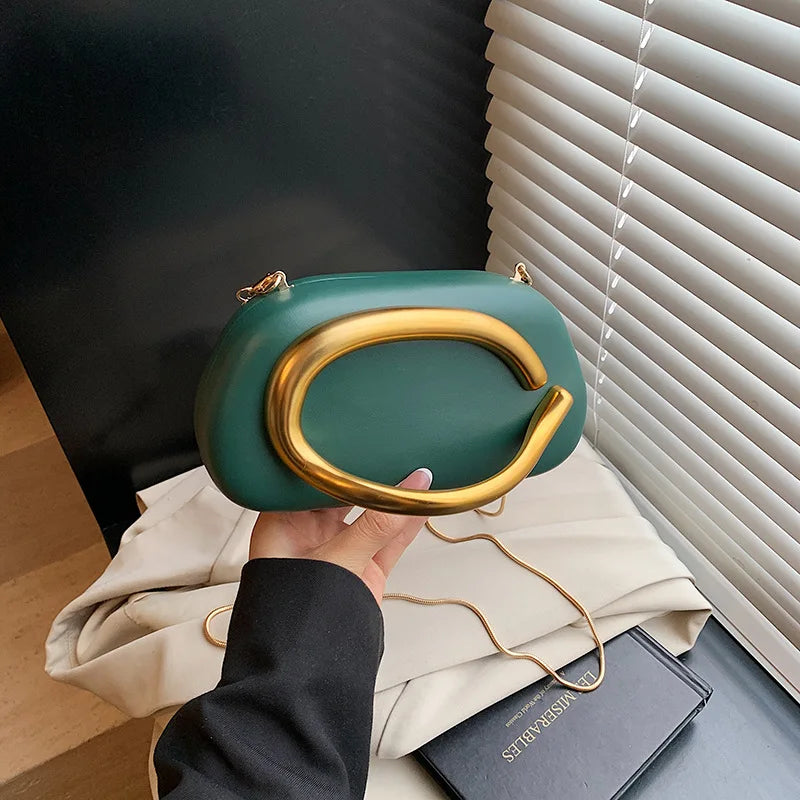 New Clutch Bag Metal Handle Design Evening Bag