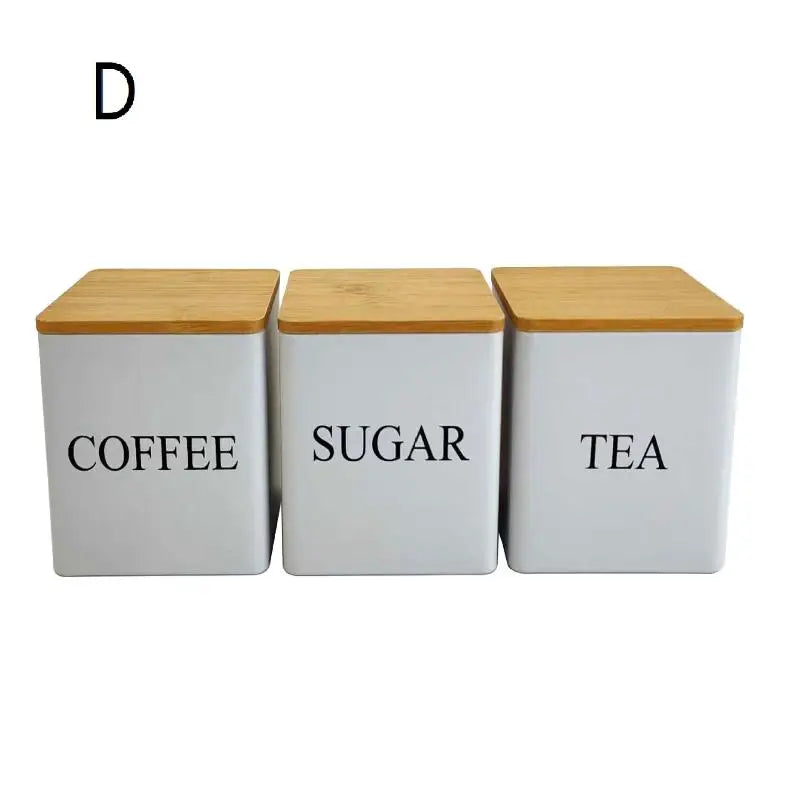 3Pcs 1L Coffee Bean Storage Canisters Tea Sugar Vacuum Sealed Jars Iron Canisters Heat Kitchen Cream Can Airtight Lid