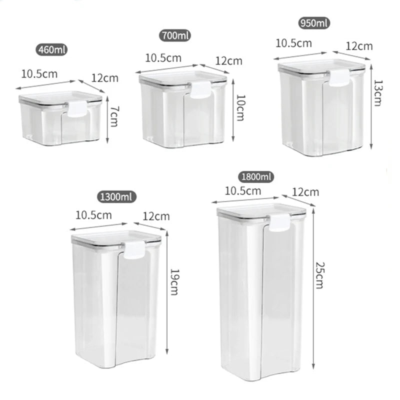 1-5PCS Sealed Jars Large Capacity Waterproof Transparent Scene Kitchen Candy Dried Grain Storage With Lid Fridge Storage Tank