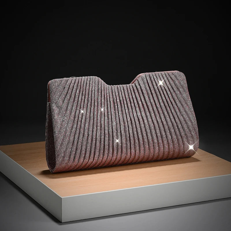 Sophisticated Light Luxury Pleated Chain Clutch