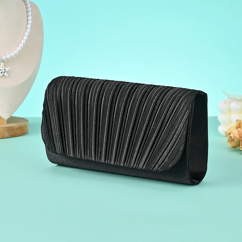 Jo Modern Chic Fold-Over Evening Bag with Crossbody Chain