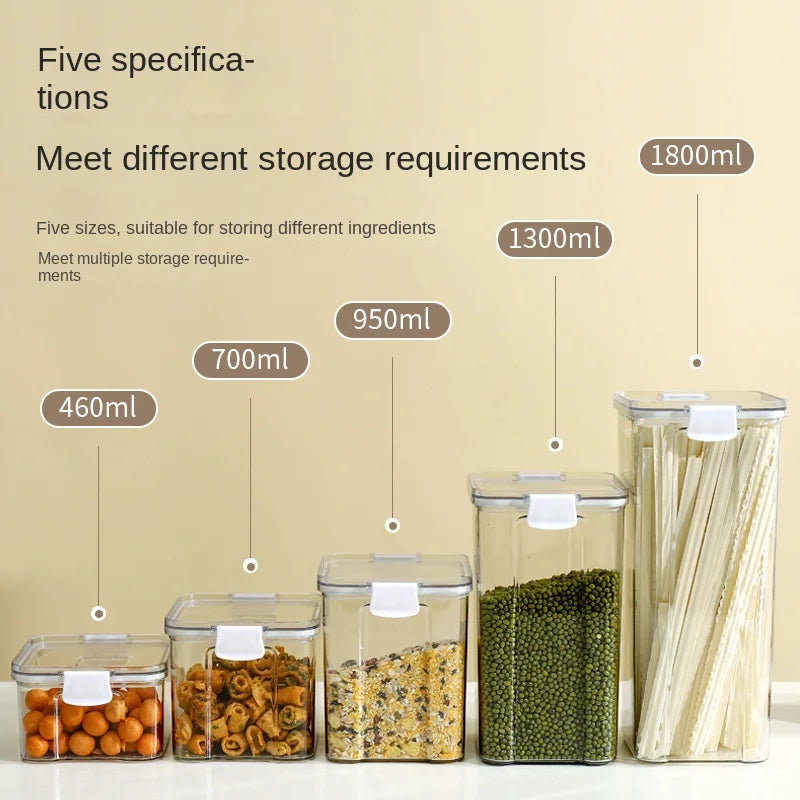 1-5PCS Sealed Jars Large Capacity Waterproof Transparent Scene Kitchen Candy Dried Grain Storage With Lid Fridge Storage Tank